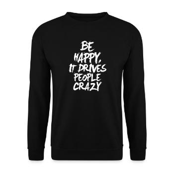 Soyez heureux (sombre) - Sweat-shirt Unisexe - noir - Devant - Alina (178cm) & Michal (187cm)