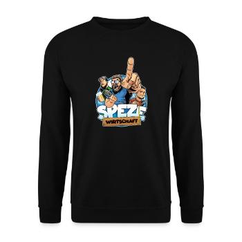 Spezewirtschaft - Hier könnte Ihre Werbung stehen! - Unisex Pullover - Schwarz - Vorne - Alina (178cm) & Michal (187cm)