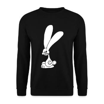 Grumpy white rabbit - Unisex Sweatshirt - black - Front - Alina (178cm) & Michal (187cm)