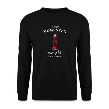 Den Oever, Für Momente das Glücks, Niederlande - Unisex Pullover - Schwarz - Vorne - Alina (178cm) & Michal (187cm)