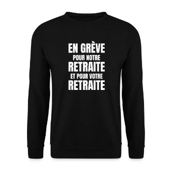 retraite, réforme des retraites - Sweat-shirt Unisexe - noir - Devant - Alina (178cm) & Michal (187cm)