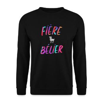 Fière bélier cadeau bélier signe du zodiaque - Sweat-shirt Unisexe - noir - Devant - Alina (178cm) & Michal (187cm)