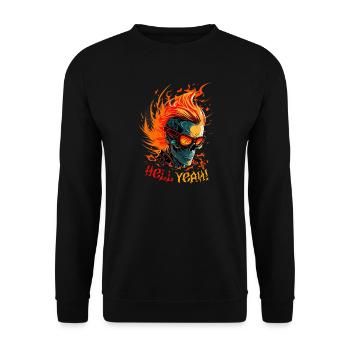 Flaming Skull with Hell Yeah - Unisex Sweatshirt - black - Front - Alina (178cm) & Michal (187cm)