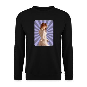 Sexy T-Shirt Rothaarige Mädchen Frau Pinup Comic Pop - Unisex Pullover - Schwarz - Vorne - Alina (178cm) & Michal (187cm)