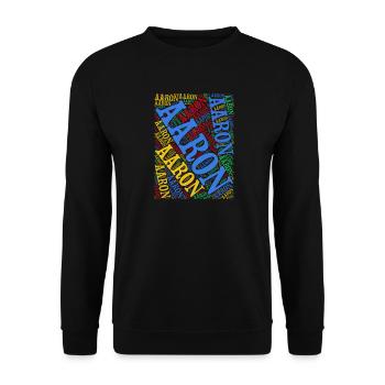 Aaron T-Shirt Word Cloud Geschenk-T-Shirt - Unisex Pullover - Schwarz - Vorne - Alina (178cm) & Michal (187cm)