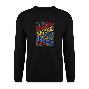 t-shirt Aalina t-shirt word cloud idée cadeau - Sweat-shirt Unisexe - noir - Devant - Alina (178cm) & Michal (187cm)
