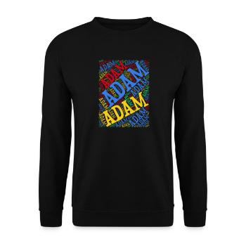 Adam T-Shirt Wortwolke T-Shirt Geschenkidee - Unisex Pullover - Schwarz - Vorne - Alina (178cm) & Michal (187cm)