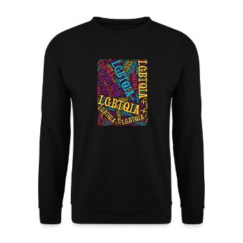 LGBTQIA+ Word T-Shirt Cloud Gay Pride LGBT - Sweat-shirt Unisexe - noir - Devant - Alina (178cm) & Michal (187cm)