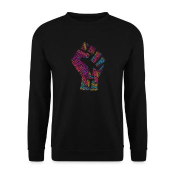 LGBTQIA+ T-shirt Poing Nuage de mots Gay Pride LGBT - Sweat-shirt Unisexe - noir - Devant - Alina (178cm) & Michal (187cm)
