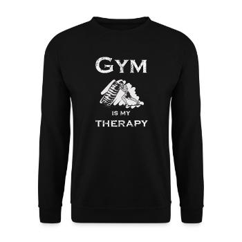 GYM IS MY THERAPY - Unisex Pullover - Schwarz - Vorne - Alina (178cm) & Michal (187cm)