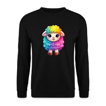 Buntes Schaf Regenbogen LGBTQ Tier Wolle Gender - Unisex Pullover - Schwarz - Vorne - Alina (178cm) & Michal (187cm)