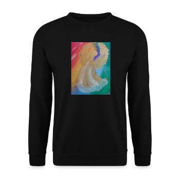 Regenbogenengel - Engel des Einklangs - Engelbild - Unisex Pullover - Schwarz - Vorne - Alina (178cm) & Michal (187cm)
