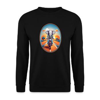 Elephant on motorcycle - Unisex Sweatshirt - black - Front - Alina (178cm) & Michal (187cm)
