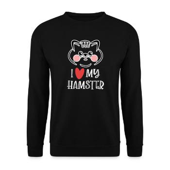 Hamster Haustiere Statement Herz Lieblingstier - Unisex Pullover - Schwarz - Vorne - Alina (178cm) & Michal (187cm)