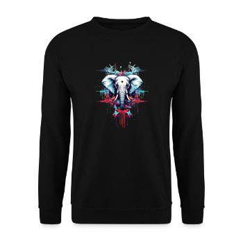 Designer Style Elephant - Unisex Sweatshirt - black - Front - Alina (178cm) & Michal (187cm)
