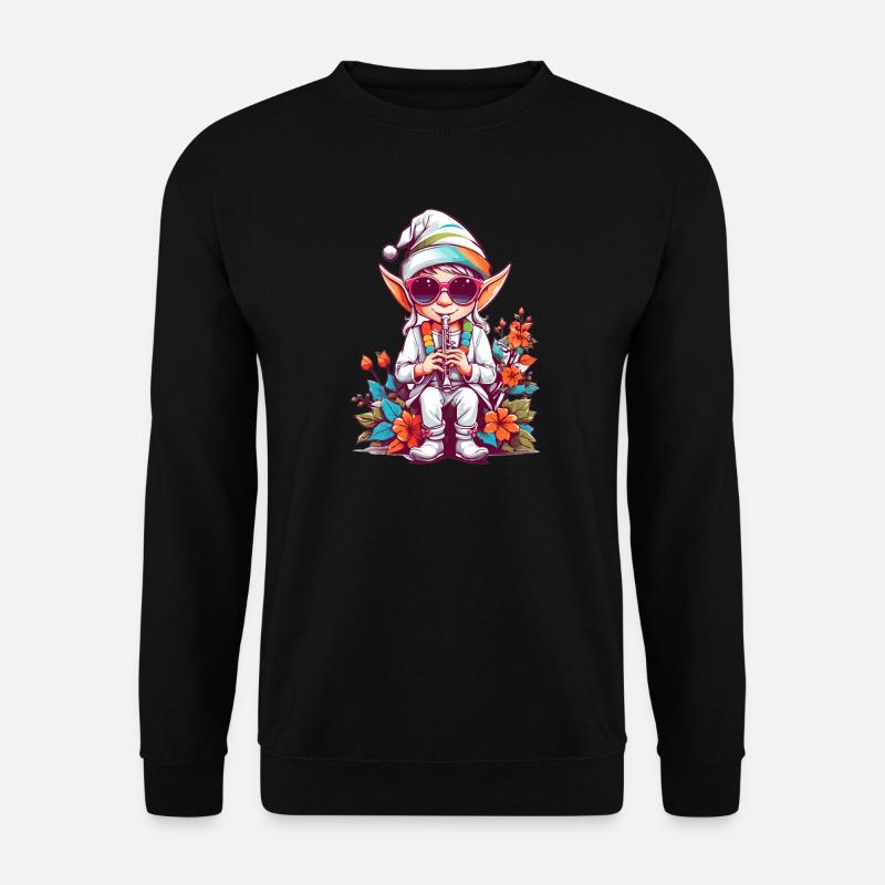 Elf with flute - Unisex Sweatshirt - black