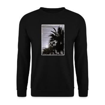 Palme mit Rand SW - Unisex Pullover - Schwarz - Vorne - Alina (178cm) & Michal (187cm)