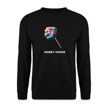 Buntes Hobby Horse Horsing - Unisex Pullover - Schwarz - Vorne - Alina (178cm) & Michal (187cm)