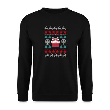 Santa's Upside Down in the Chimney - Unisex Sweatshirt - black - Front - Alina (178cm) & Michal (187cm)
