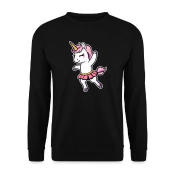 Einhorn tanzt Ballerina - Unisex Pullover - Schwarz - Vorne - Alina (178cm) & Michal (187cm)