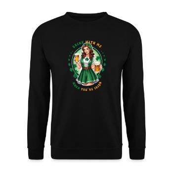 Trink mit mir wenn du Irish bist - Unisex Pullover - Schwarz - Vorne - Alina (178cm) & Michal (187cm)