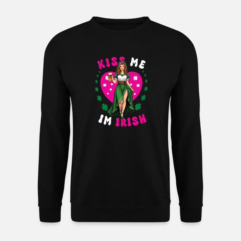 Küss mich, ich bin Irin - Unisex Pullover - Schwarz