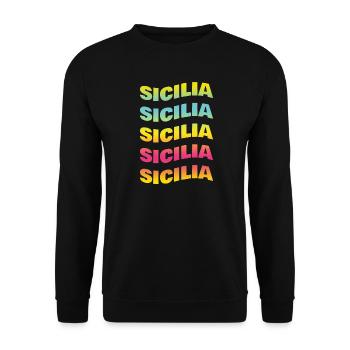 t-shirt Sicilia onda t-shirt gift idea - Unisex Sweatshirt - black - Front - Alina (178cm) & Michal (187cm)