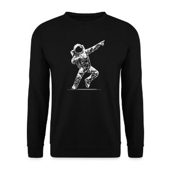 Geometric Astronaut Silhouette - Unisex Sweatshirt - black - Front - Alina (178cm) & Michal (187cm)