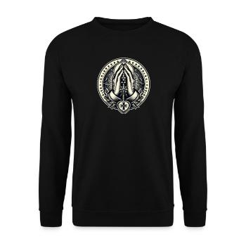 Hands clasped in prayer with rosary - Unisex Sweatshirt - black - Front - Alina (178cm) & Michal (187cm)