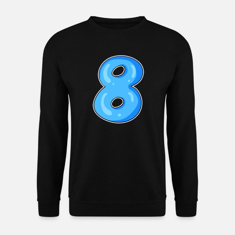 Zahl 8 Nummer Acht Motiv Blau - Unisex Pullover - Schwarz