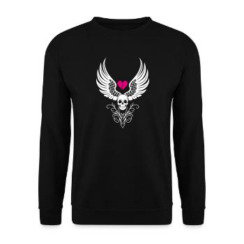 Totenschädel gebrochenes Herz Anti Valentinstag - Unisex Pullover - Schwarz - Vorne - Alina (178cm) & Michal (187cm)