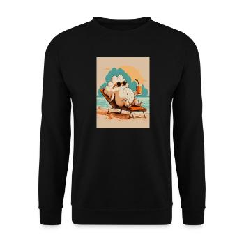 Relaxing Popcorn Strandurlaub Design - Unisex Pullover - Schwarz - Vorne - Alina (178cm) & Michal (187cm)