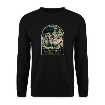 Illustration Caernarfon Castle, Wales, UK - Unisex Sweatshirt - black - Front - Alina (178cm) & Michal (187cm)