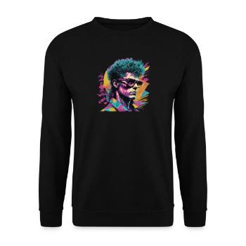 Retro Pop Art Portrait on Colorful Background - Unisex Sweatshirt - black - Front - Alina (178cm) & Michal (187cm)
