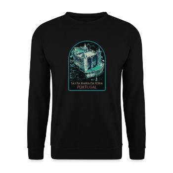 Mittelalterliche Burg Santa Maria da Feira - Unisex Pullover - Schwarz - Vorne - Alina (178cm) & Michal (187cm)
