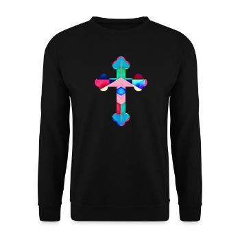 Colorful cross t-shirt Kreuz cross cruz croix - Unisex Sweatshirt - black - Front - Alina (178cm) & Michal (187cm)
