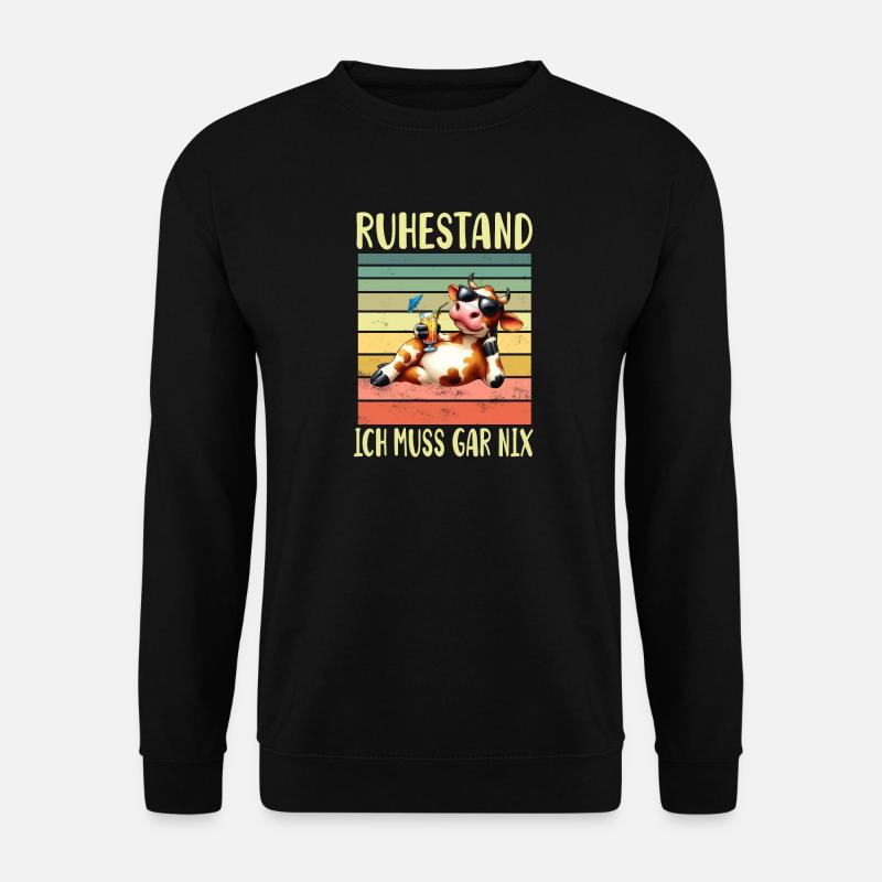 Kuh im Ruhestand für Rentner - Unisex Pullover - Schwarz