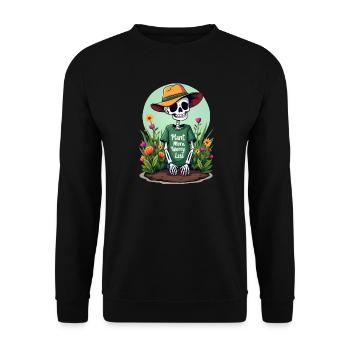 PFLANZEN SIE MEHR, SORGEN SIE SICH WENIGER - Unisex Pullover - Schwarz - Vorne - Alina (178cm) & Michal (187cm)