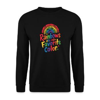 REGENBÖGEN SIND MEINE LIEBLINGSFARBE - Unisex Pullover - Schwarz - Vorne - Alina (178cm) & Michal (187cm)