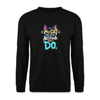 MEINE KATZE HAT MEHR EINSTELLUNG ALS ICH - Unisex Pullover - Schwarz - Vorne - Alina (178cm) & Michal (187cm)