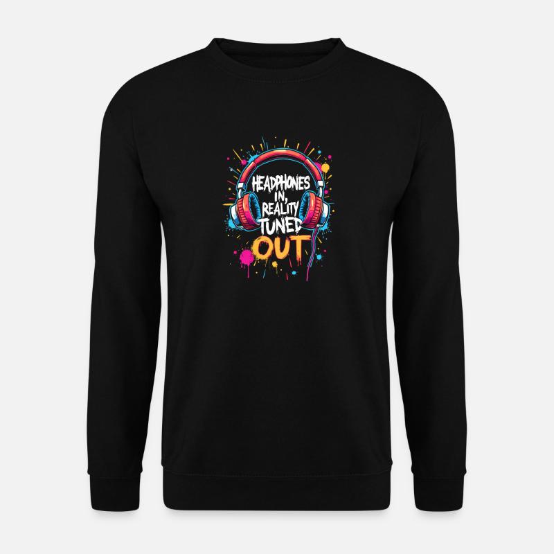 CASQUE, RÉALITÉ DÉCONNECTÉE, MUSIQUE - Sweat-shirt Unisexe - noir