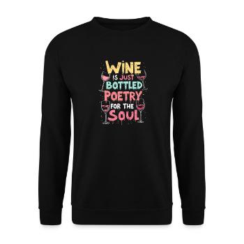 WINE IS JUST BOTTLED POETRY FOR THE SOUL - Unisex Sweatshirt - black - Front - Alina (178cm) & Michal (187cm)