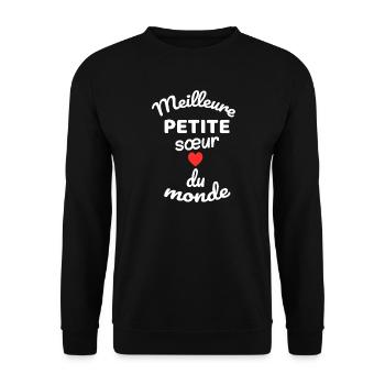 Kleine Schwester Geschwisterkreis Welt - Unisex Pullover - Schwarz - Vorne - Alina (178cm) & Michal (187cm)