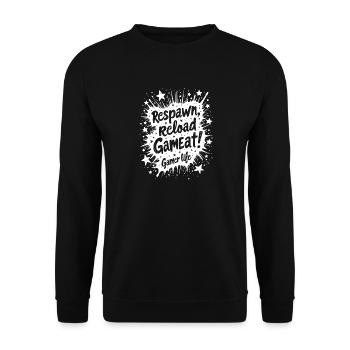 RÉAPPARAÎTRE, RECHARGER, RÉPÉTER. LA VIE DE GAMER - Sweat-shirt Unisexe - noir - Devant - Alina (178cm) & Michal (187cm)