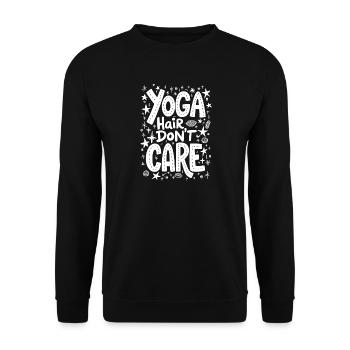 CHEVEUX DE YOGA, JE M’EN FICHE, CITATION DE YOGA DRÔLE - Sweat-shirt Unisexe - noir - Devant - Alina (178cm) & Michal (187cm)
