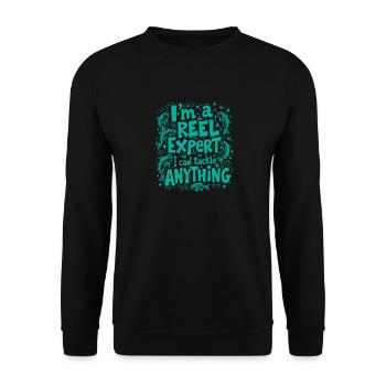 I’M A REEL EXPERT. I CAN TACKLE ANYTHING, FISHING - Unisex Sweatshirt - black - Front - Alina (178cm) & Michal (187cm)