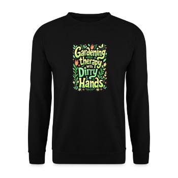 JARDINAGE : THÉRAPIE AVEC LES MAINS SALES - Sweat-shirt Unisexe - noir - Devant - Alina (178cm) & Michal (187cm)