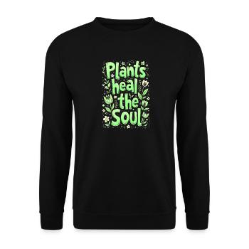 LES PLANTES GUÉRISSENT L’ÂME - Sweat-shirt Unisexe - noir - Devant - Alina (178cm) & Michal (187cm)