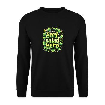 DE LA GRAINE AU HÉROS DE LA SALADE - Sweat-shirt Unisexe - noir - Devant - Alina (178cm) & Michal (187cm)