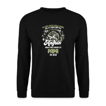 Angler Papa ist das Beste - Unisex Pullover - Schwarz - Vorne - Alina (178cm) & Michal (187cm)